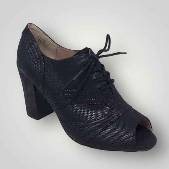 Seychelles NWOT Black Peep Toe Heel Oxfords Eternity Lace Up Size 7.5 - Picture 11 of 11